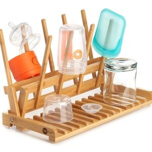 New Space Saving Bamboo Drying Rack, Counter countertop Wood Folding Collapsible